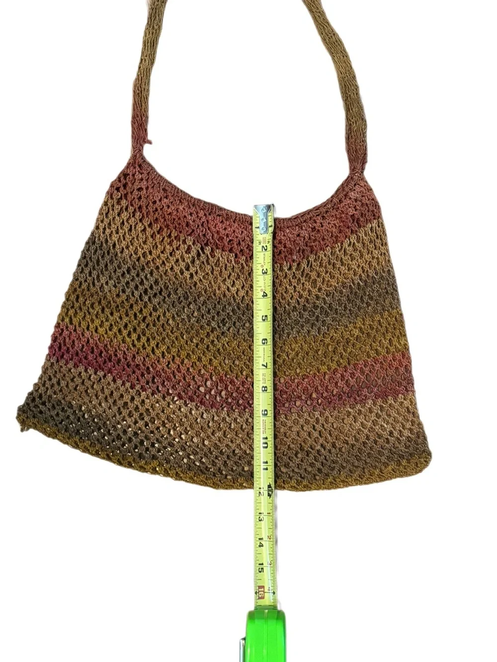 Vintage Handwoven Bilum Mesh Bag Boho Earth Tones